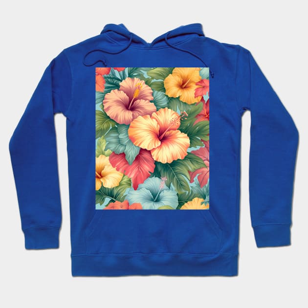 Bright Hibiscus Pattern Hoodie by EpicFoxArt